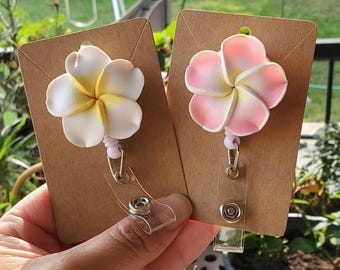 Plumeria Flower ID Badge Reel