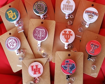 Texas University ID Retractable Badge Reels - 6 Schools to Choose From