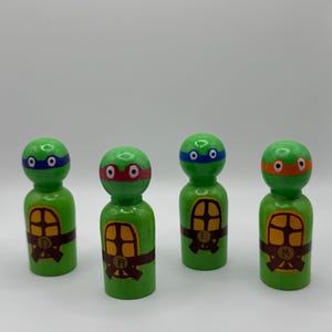 Ninja Turtles Peg Dolls, set of 4, 2.6 inches tall