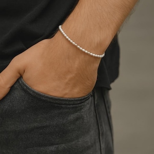 Men’s Freshwater Pearl Bracelet I Real Pearl Bracelet for Him I Minimalist Masculine Jewelry Gift I Tiny Handcrafted Pearls Bracelet For Man