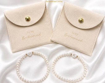 Bridesmaid Gift Pearl Bracelet with Initial, Personalized Bridesmaid Jewelry, Custom Letter Bracelet, Wedding Day Favor, Bridal Party Gift