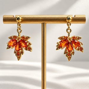 Autumn Maple Leaf Earrings, Sparkling Fall Jewelry