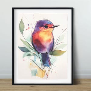 Abstrakter Vogel Poster Druckbare Kunst Süßer Vogel Moderne Kunst Skizzenhafte Kunst Frühlingsstimmung Tropischer Vogel