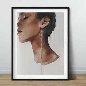 Delicate portrait of a woman Printable poster Minimalist art Modern art Feminine art Romantic painting Boho home decor Abstract decor