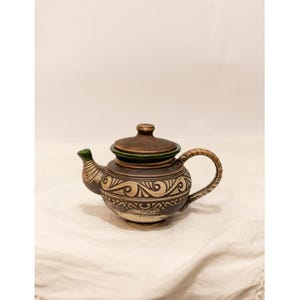 Bouilloire en céramique - Jolie théière vintage, bouilloire en poterie pour la surface de la cuisinière, cadeau fait main en céramique et poterie, décoration de théière en céramique rustique