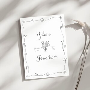 Beautifully Simple Floral Wedding Invitation Template, Whimsical Wedding Invitation, Editable Canvas Template.