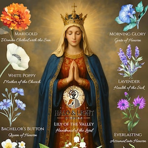 Stampa floreale mariana Regina Caeli: arte cattolica della Regina del Cielo (download digitale)