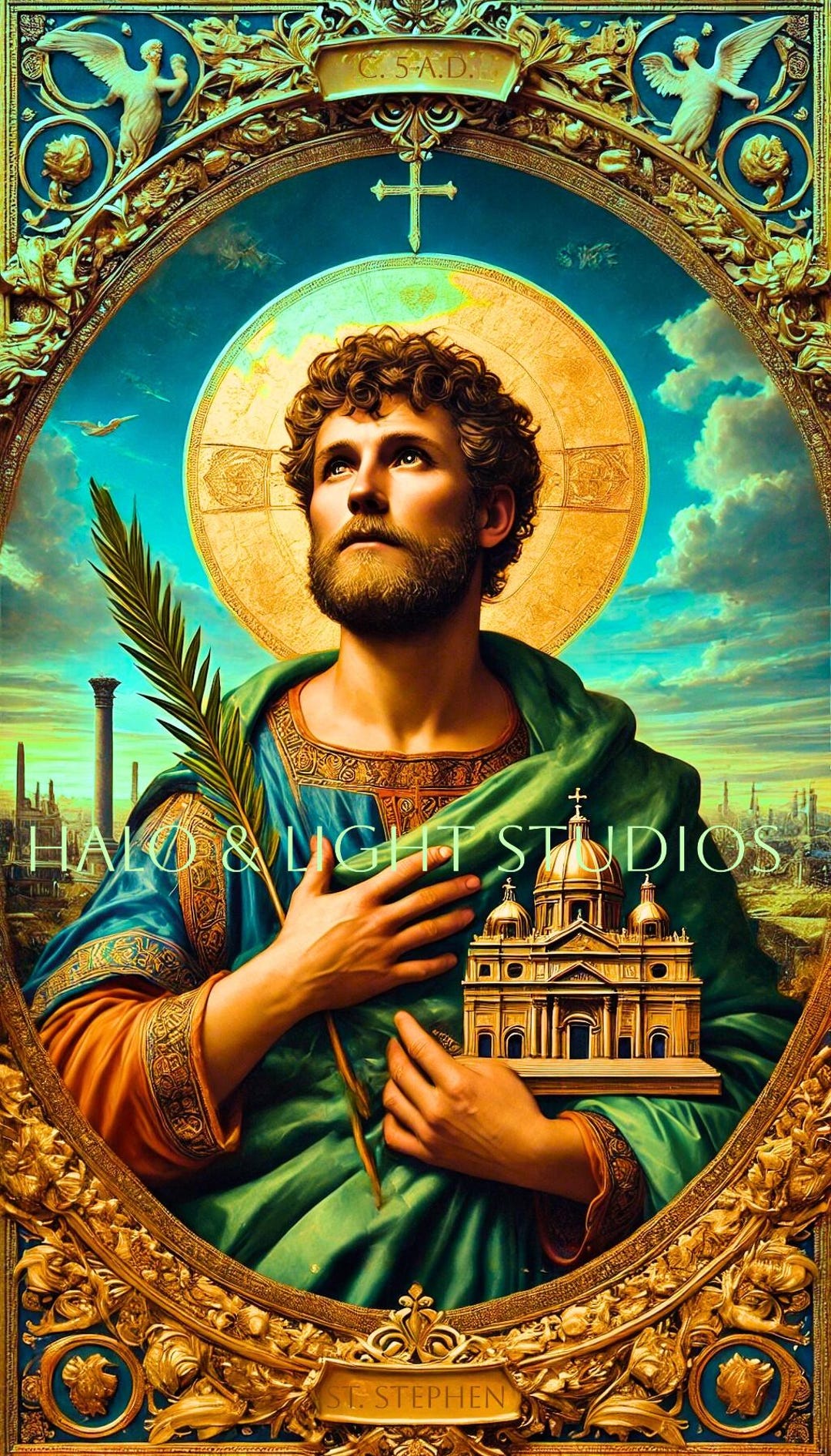 Saint Stephen Hd Renaissance Portrait Digital Art Catholic Home