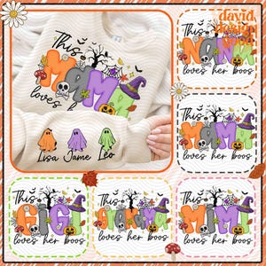 Bundle This Mama Loves Her Boos Png, Preppy Halloween Mama with Kids name, Spooky Mama Png, Custom Halloween Mama Png, Cute Ghost Png