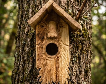 Hand-carved Wood Spirit Birdhouse - Etsy