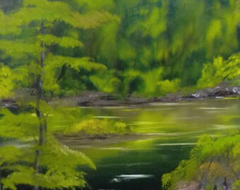 The Green Mile, Bob Ross style wet on wet, Oil Painting Original