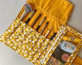 Handmade Roll-Up Organizer: Crochet Hook, Makeup Brush & Art Supply Case