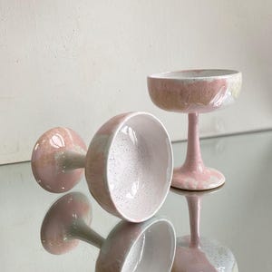 Elegant Handmade Ceramic Wine Glasses – Set of 2 Designer Pottery Goblets on Stem, Unique Artisan Chalice Cups