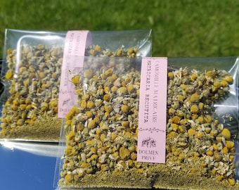 Camomila alemã orgânica | Matricaria recutita | Flor de camomila seca para chá, infusões, banho, vaporização facial e decoração.