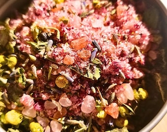 Sachet pour Bain de pieds Relaxant, eau rose, à la lavande et camomille. Idéal cadeau de soins des pieds, spa des pieds, cadeau en sac