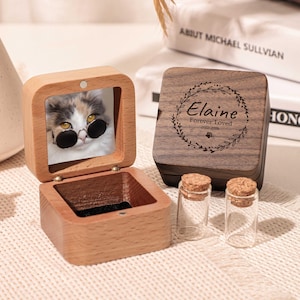 Custom Pet Hair Keepsake, Wooden Pet Hair Memorial Box, Engraved Loss of Pet Gifts, Urn Memorial Gift, Custom Pet Loss Sympathy Gift