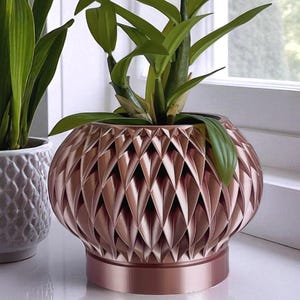 Roséguld 3D-tryckt kruka: Modern inomhusväxtdekoration