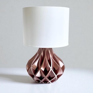 3D-geprinte roségouden tafellamp: moderne bureau- of bedverlichting