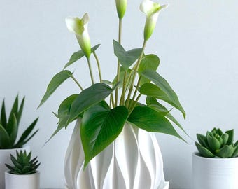 Planter Pot, Plant Pot, Abyssal Planter Pot, White Planter Pot, White Plant Pot, White Indoor Plant Pot, 3D Printed White Plant Pot