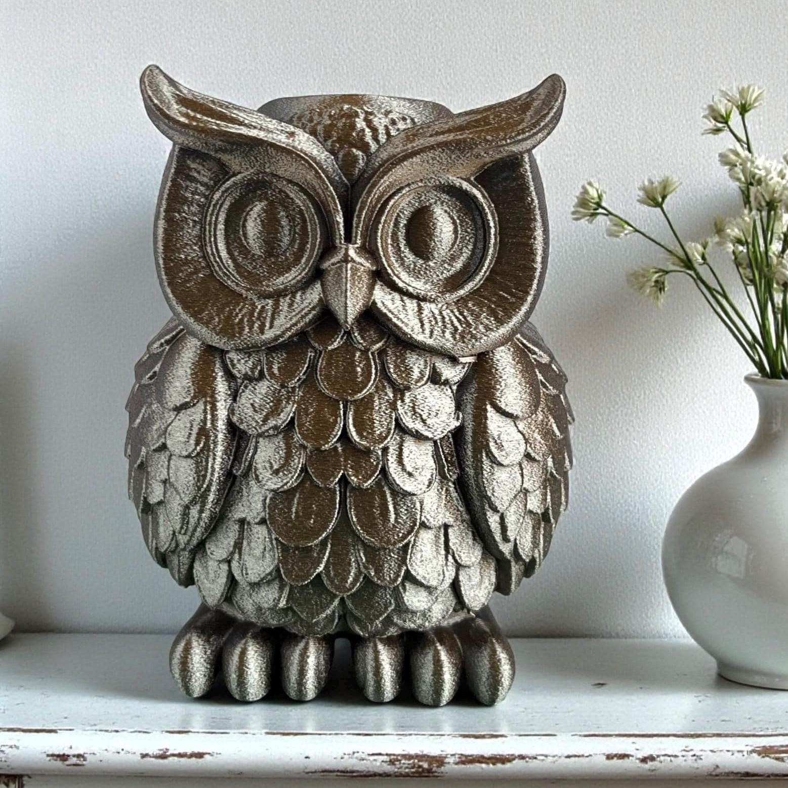 Owl Figurine, 5.5" | 3D Printed Modern Decor
