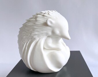 Matte White Hedgehog Figurine: 5-Inch PLA Sculpture
