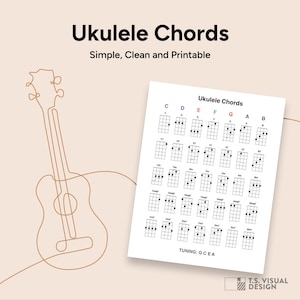 UKULELE Chord Chart Beginner Basic | Simple Clean *Printable* Download Ukulele Chords