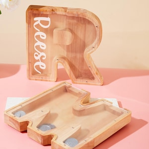 Cofrinho de madeira grande personalizado com nome para crianças, decoração de berçário, presente de Natal, chá de bebê, cofrinho
