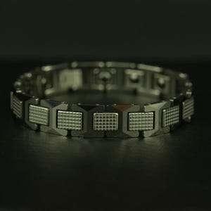 Wolfraamcarbide armband voor heren • Stoere en mannelijke 12 mm zwarte wolfraamarmband • Zilveren schakelarmband voor hem • Elegante armband voor heren