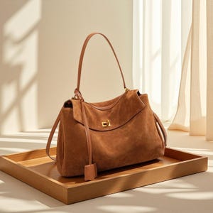 Soft Sude Leather Tote Bag , Women Shoulder Bag, Slouchy Hobo Bag Handbag for Life Work, Women Purse Wallet Birthday , Thanksgiving Gifts