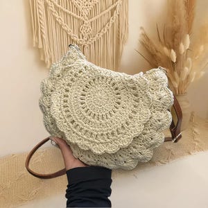 Petit sac à bandoulière bohème en coton au crochet, sac au crochet fait main, sac décontracté tendance, cadeau pour elle, sac tissé pour femme, sacs à bandoulière au crochet