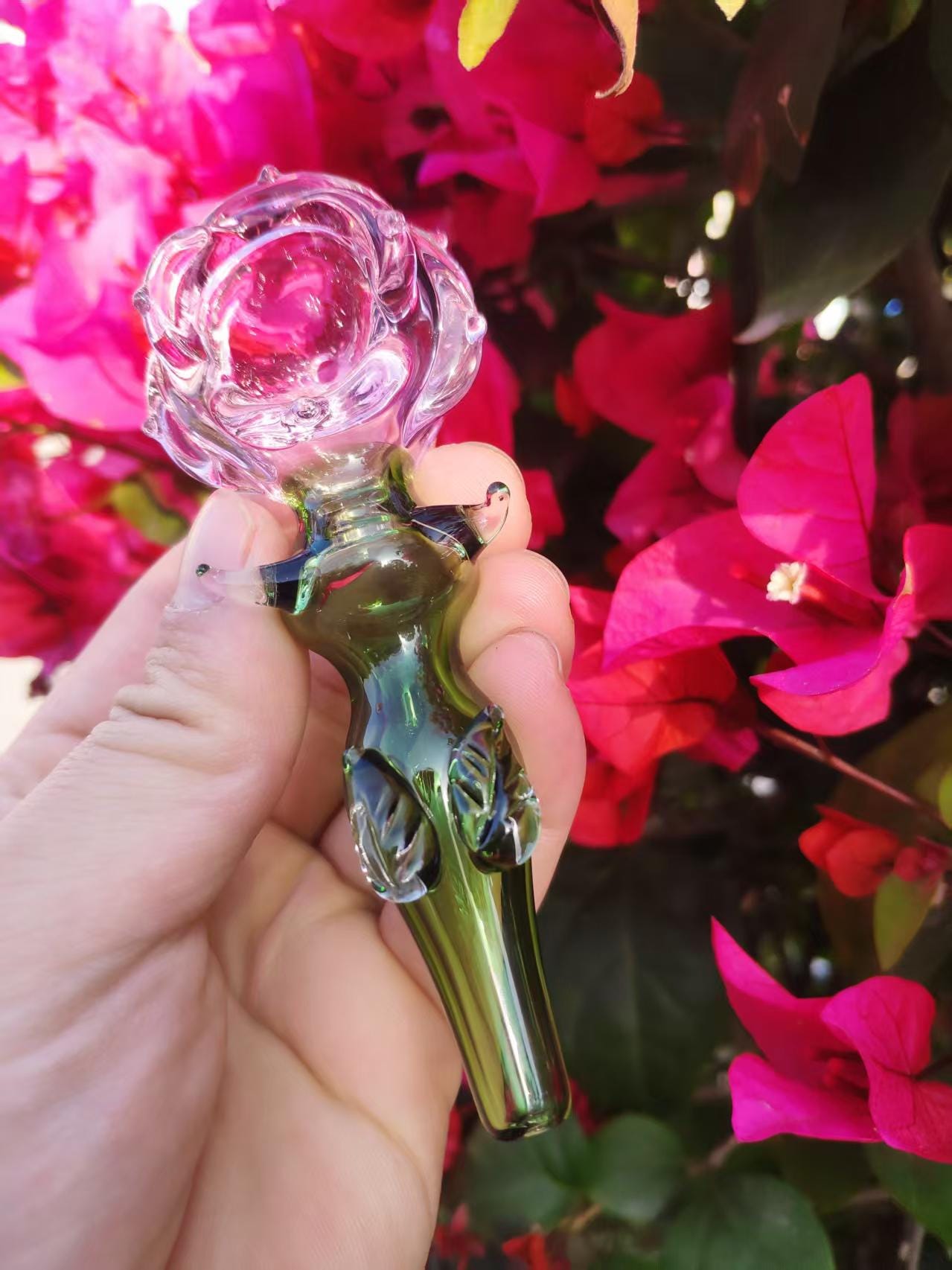 その他 Pink gold glass pipe Pink and Gold Fumed Bubbler with Slime Carb – Tako Glass