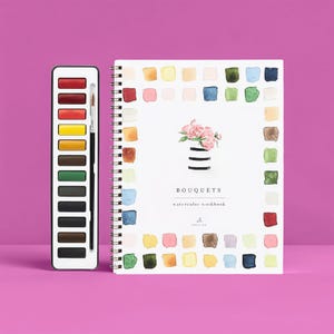 Set di quaderni per acquerelli fai da te - 12 colori di pittura e pennello - Perfetto per l'apprendimento della pittura per principianti - Set di acquerelli per principianti