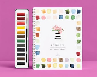 DIY Watercolor Workbook Set - 12 Colors Paint And Brush - Perfect for Beginner Painting Learning-Beginner Watercolor Paint Set