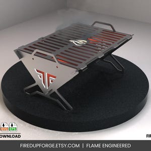 Diseño de parrilla de barbacoa plegable para fogatas, archivos CNC DXF SVG, planos de estufas de camping portátiles, modelo de fogata DIY, brasero de metal plegable
