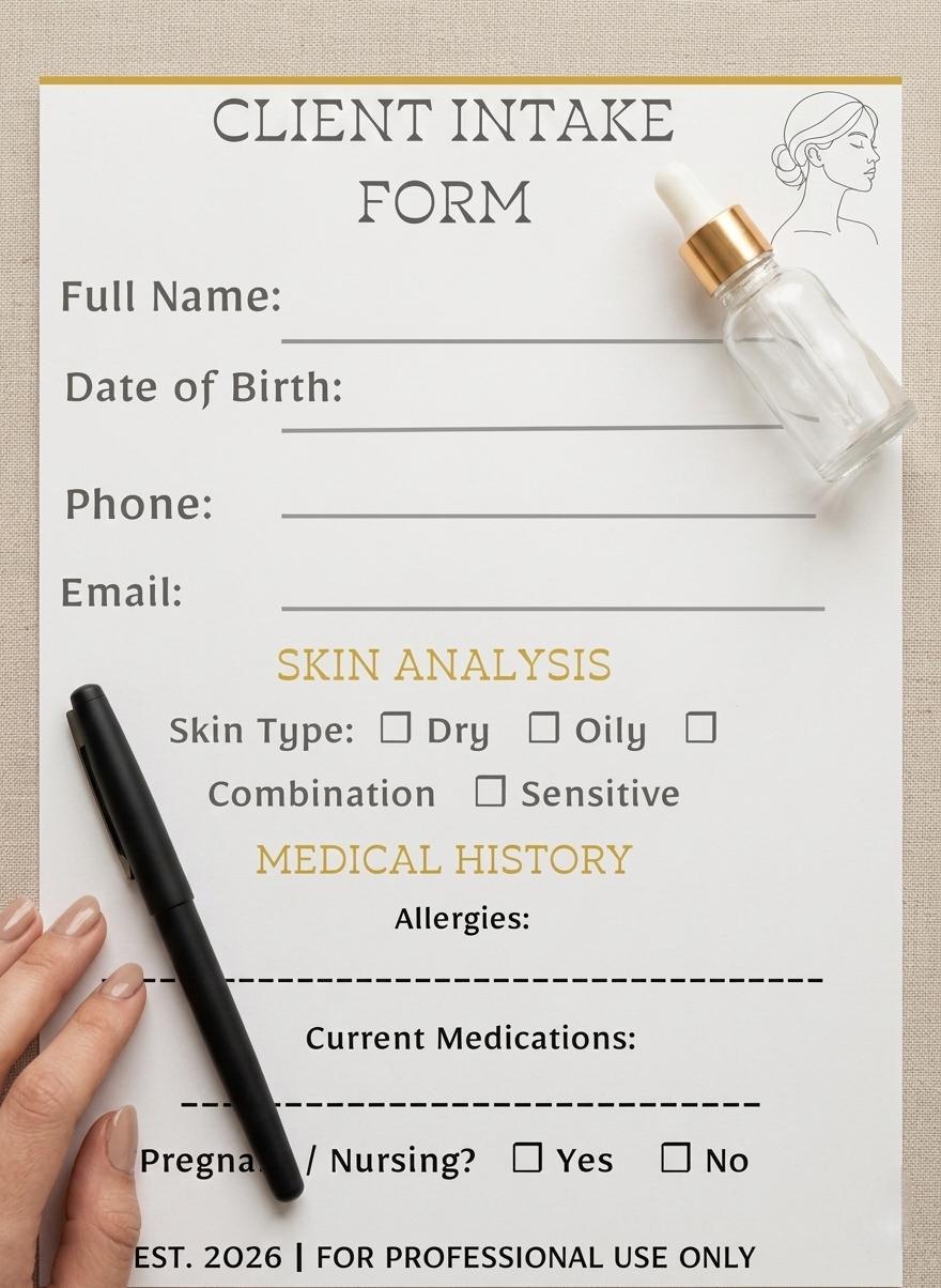 Skin Script Intake Form Esthetician Client Intake Forms Bundle, Editable Skin Analysis Chart ...