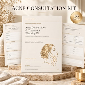 Formulare zur Aknebehandlungsplanung, Beratung & Fortschrittsdokumentation (Canva-Kit)