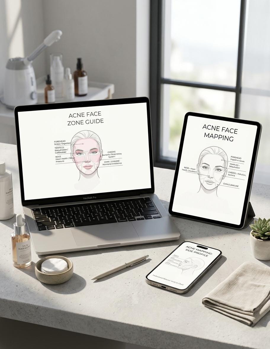 Skin Analysis Table Acne Face Mapping Guide | Digital Download & Skin Analysis Chart for ...