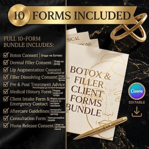 Botox Consent Form Bundle, Editable Medspa Client Intake Forms, Nurse Injector Templates Canva, Filler Consent, Printable Instant Download