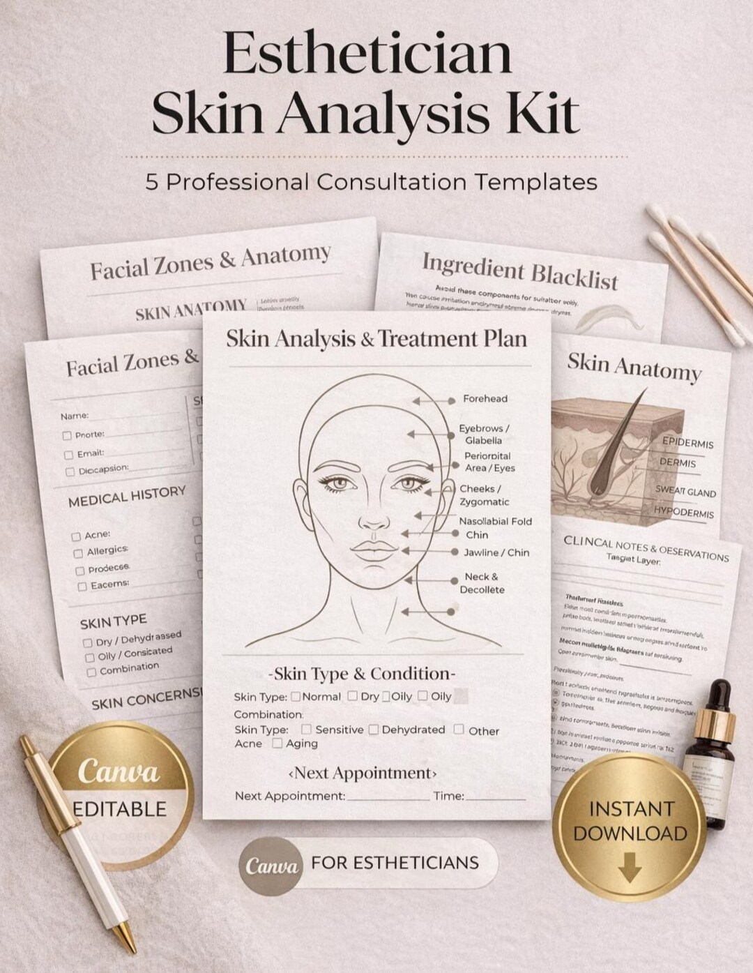 Skin Analysis Table Skin Analysis & Treatment Plan | Facial Anatomy Chart | Skincare ...