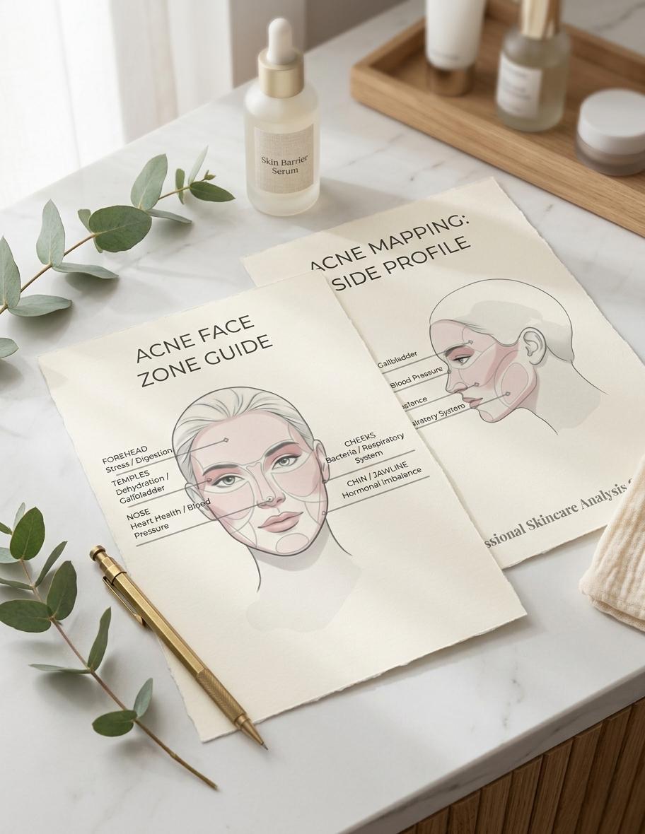 Skin Analysis Table Acne Face Mapping Guide | Digital Download & Skin Analysis Chart for ...