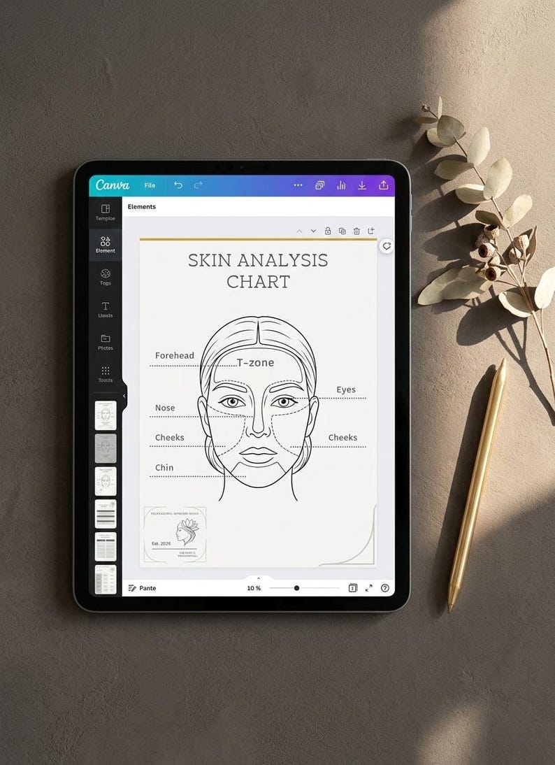Skin Analysis Table Esthetician Client Intake Forms Bundle, Editable Skin Analysis Chart ...
