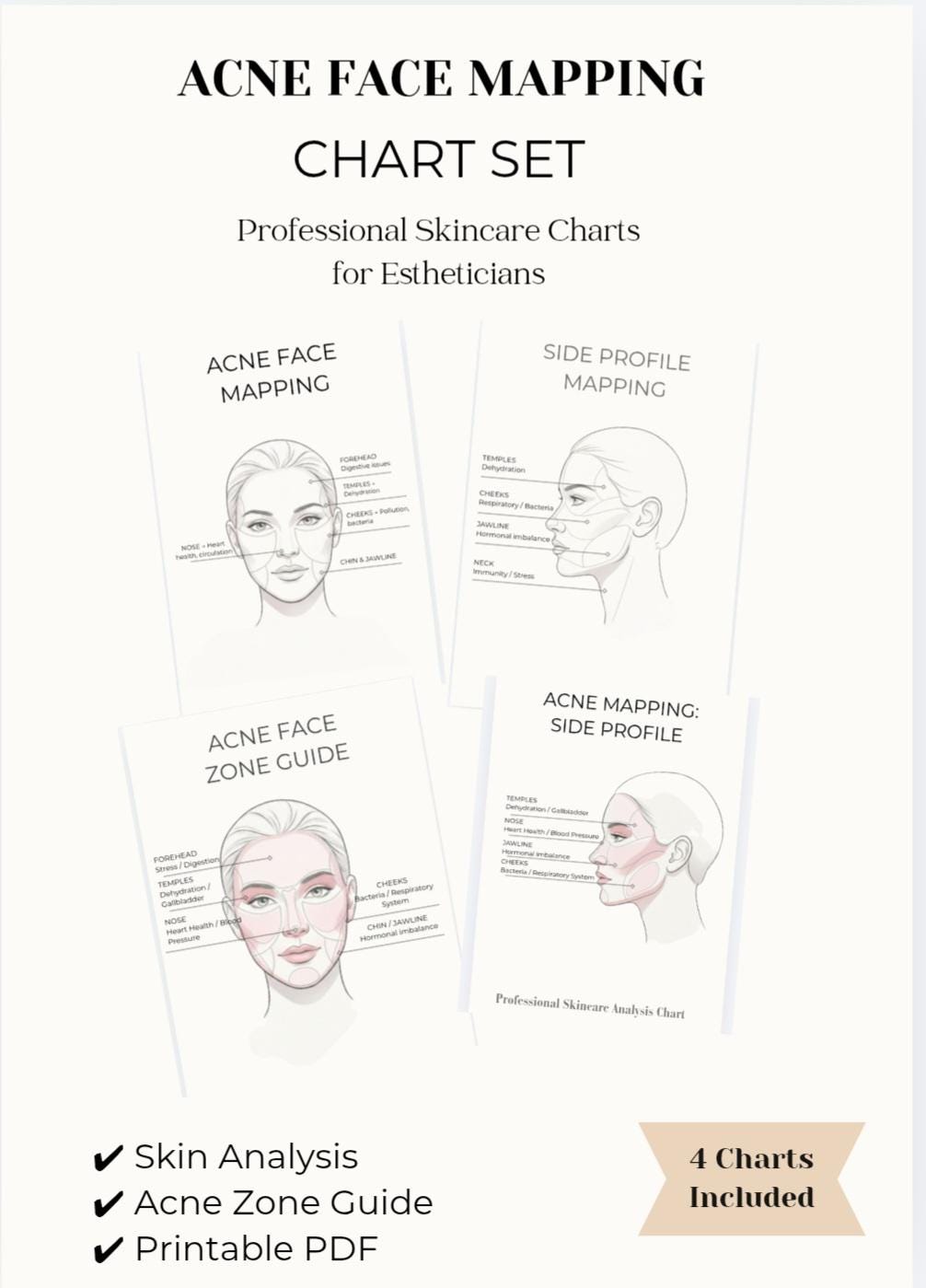 Skin Analysis Table Acne Face Mapping Guide | Digital Download & Skin Analysis Chart for ...