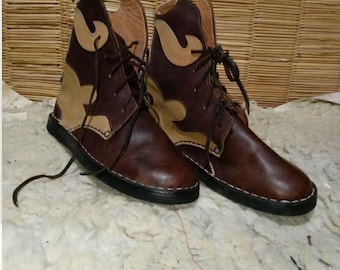 Botas vikingas de cuero hechas a mano – Zapatos medievales nórdicos al tobillo, calzado rústico para cosplay
