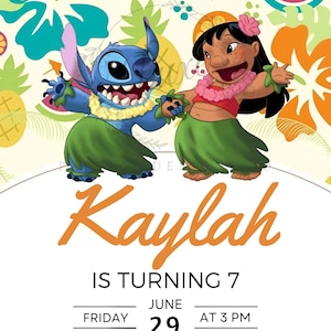 Lilo & Stitch Birthday Invitation | Editable Luau Party Invite | Digital Download | Tropical Kids Birthday Template