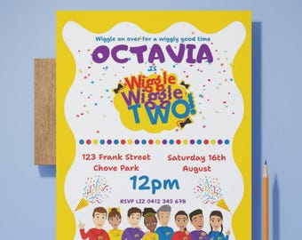 Wiggles Geburtstagseinladung: Bearbeitbare Kinderpartyeinladung (Digitale Vorlage)