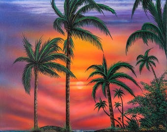 Lámina artística "Atardecer en la palmera" de Bob Bond