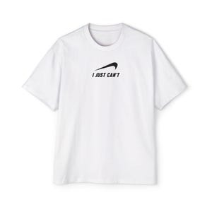 Maglietta oversize, maglietta divertente con logo Nike capovolto, maglietta "I Just Can't Box Fit", maglietta grafica da uomo, maglietta sarcastica, maglietta umoristica