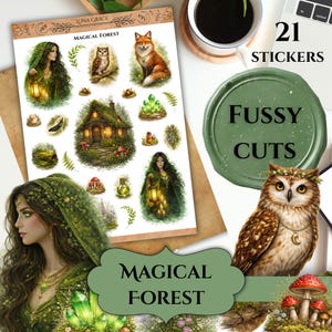 Magical Forest Witch Fussy Cuts Printable | A4 Sticker Sheet | Junk Journal Ephemera | Witchcore Scrapbooking | Instant Download
