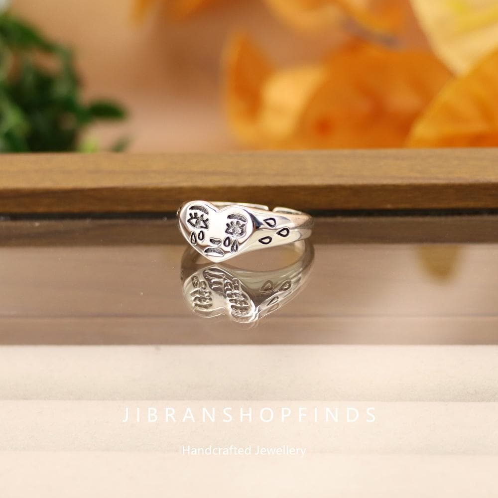 925 Ring Crying Heart Ring Original Crying Heart Signet Ring Silver