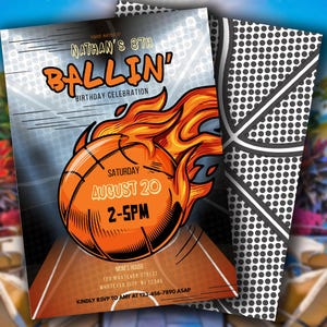 Bearbeitbare Basketball-Geburtstags-Party Einladung | Bearbeitbare Sport einladen | Slam Dunk-Theme | Jungen Geburtstag Printable | Canva Sofortiger Download